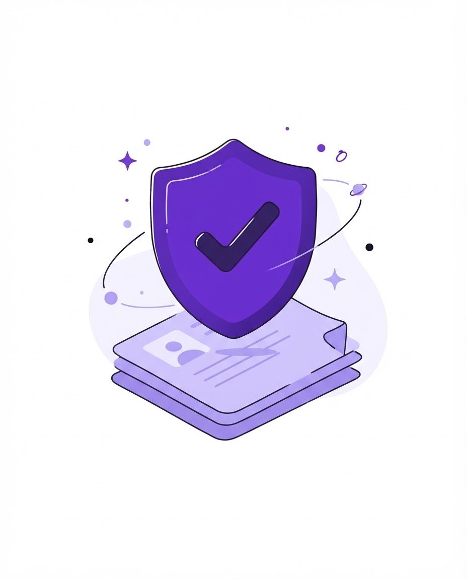 A verification shield over identity documents